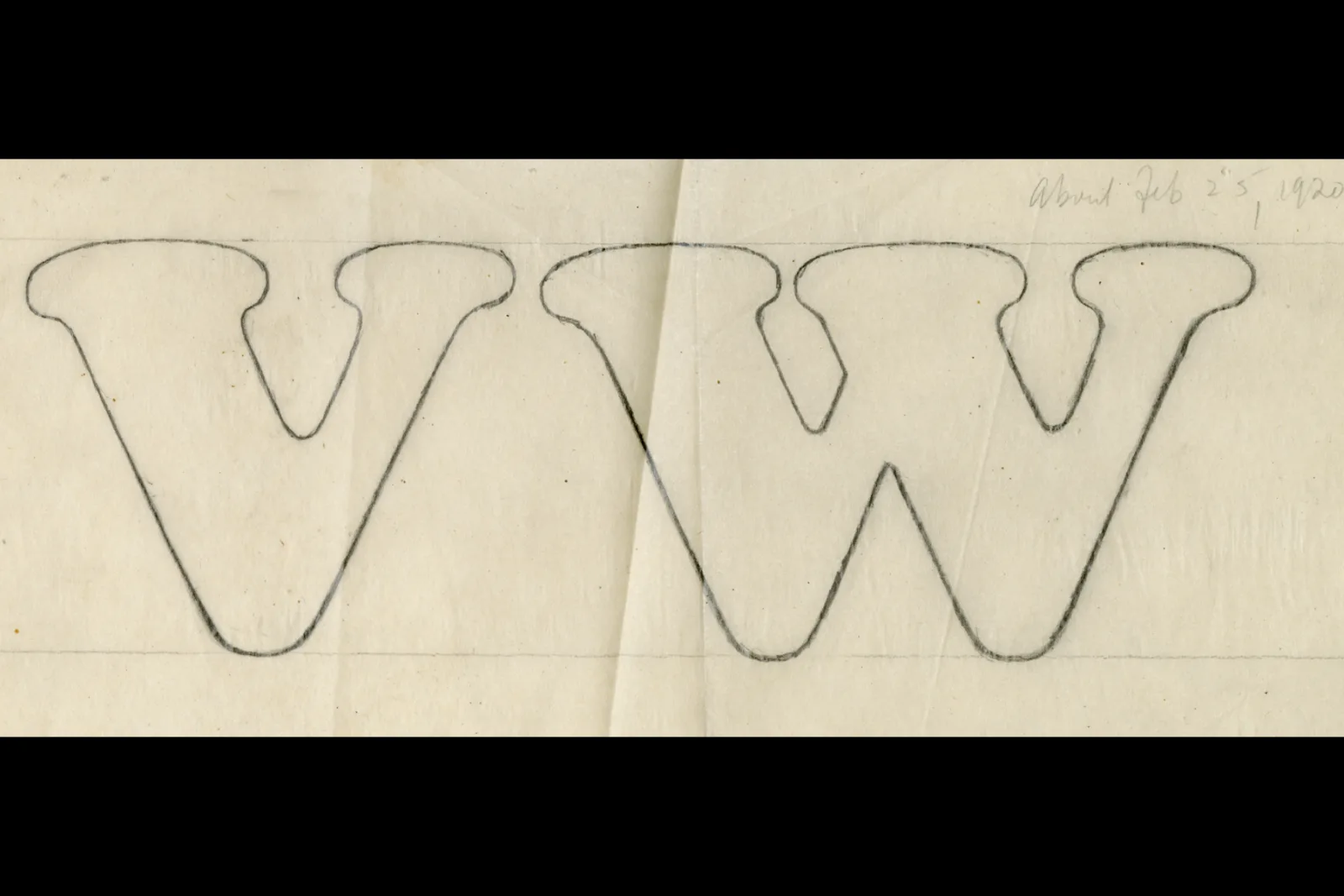 Sketches for the letters "V" and "W."