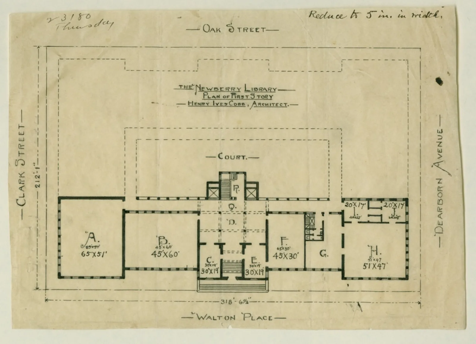 A blueprint shows the outline of the Newberry building with additional outlines showing what a future addition to the building might look like.