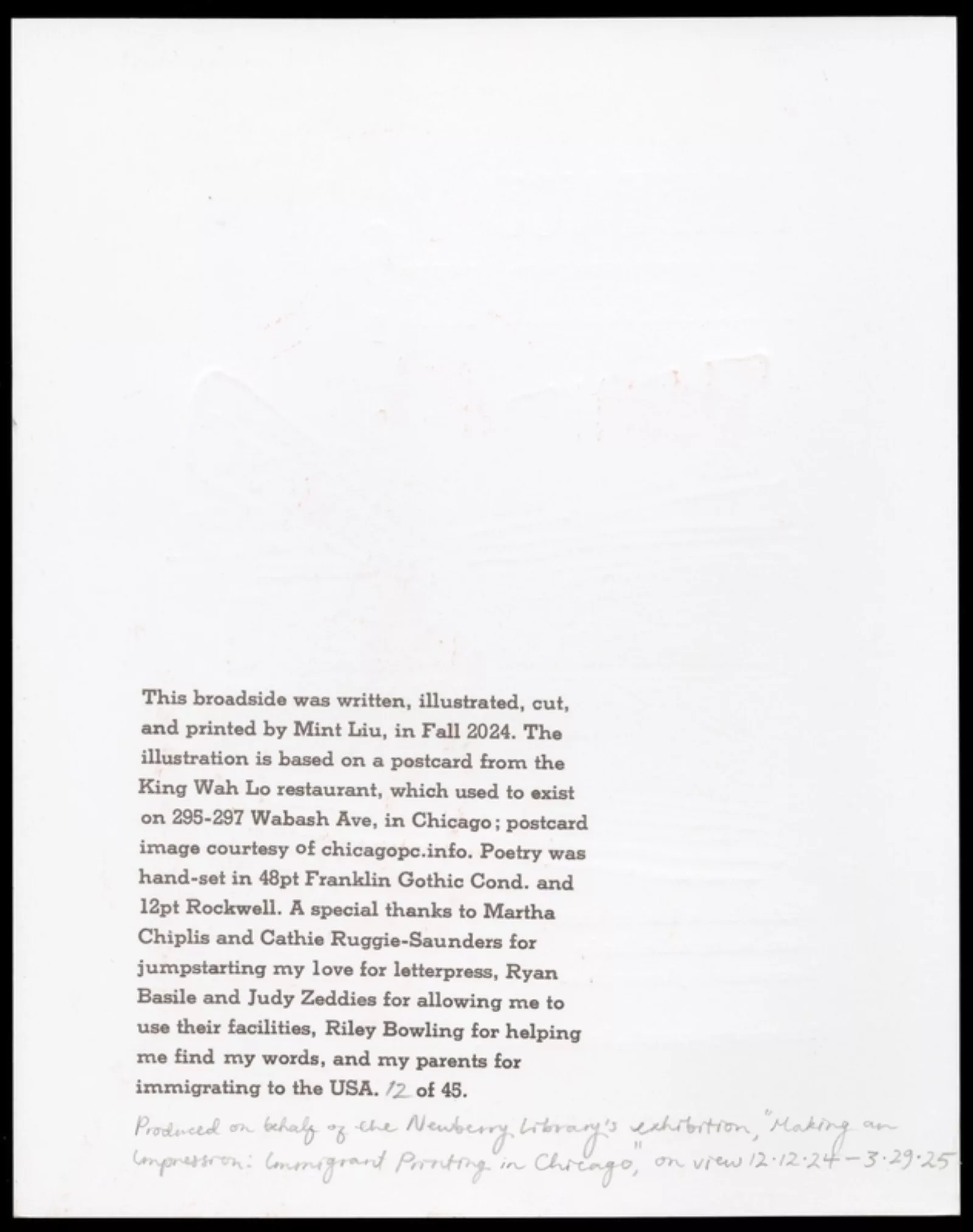 Mint Liu Broadside Back