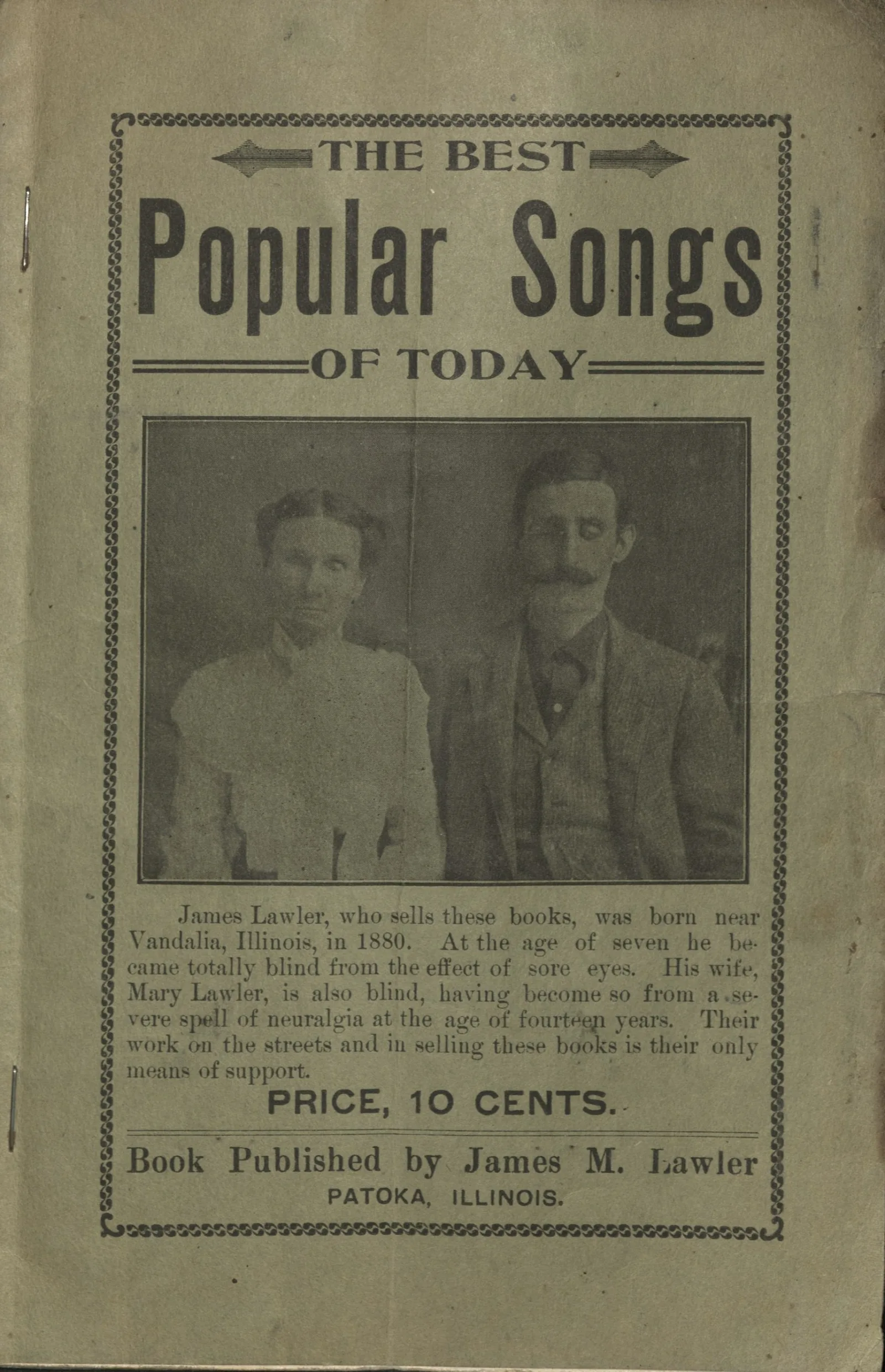 Below the title "The Best Popular Songs of Today" is a photo of James and Mary Lawler.